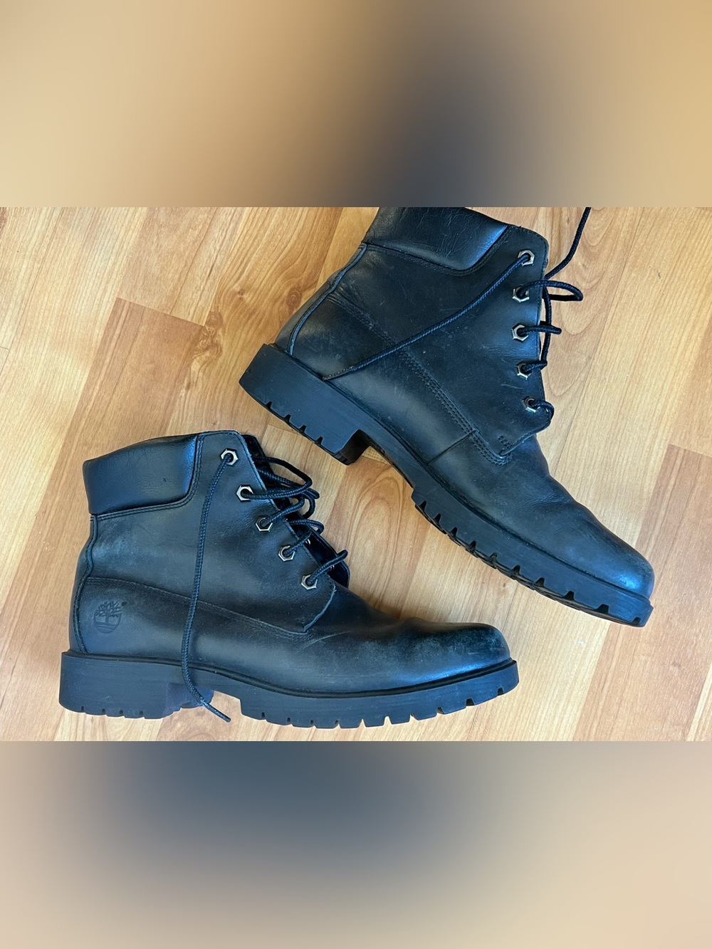 Timberland Vintage Black Leather Lace-Up Work Boots - Rugged Ankle Boots